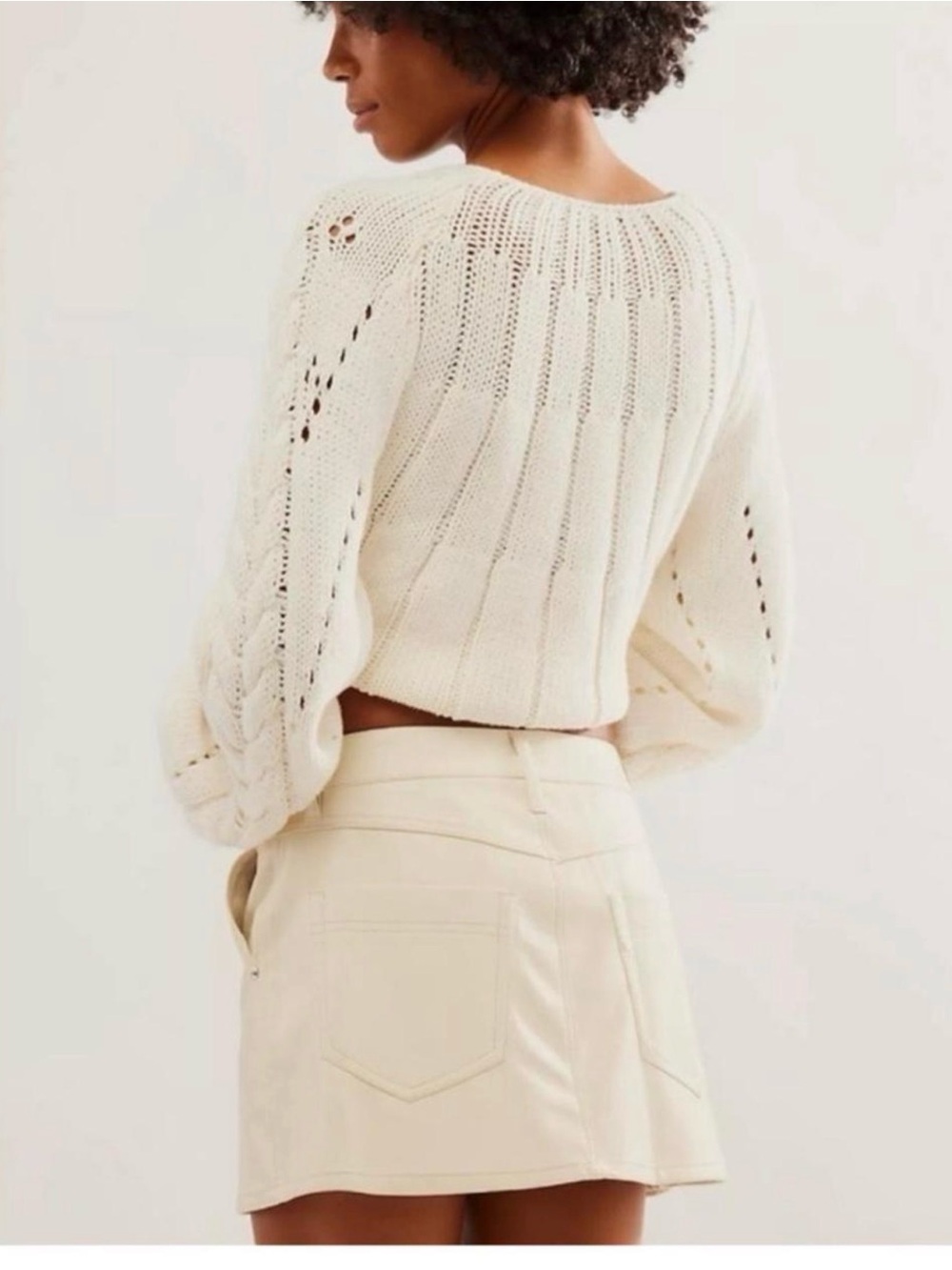 Cream Button-Front Women’s Skort - Picture 2 of 7